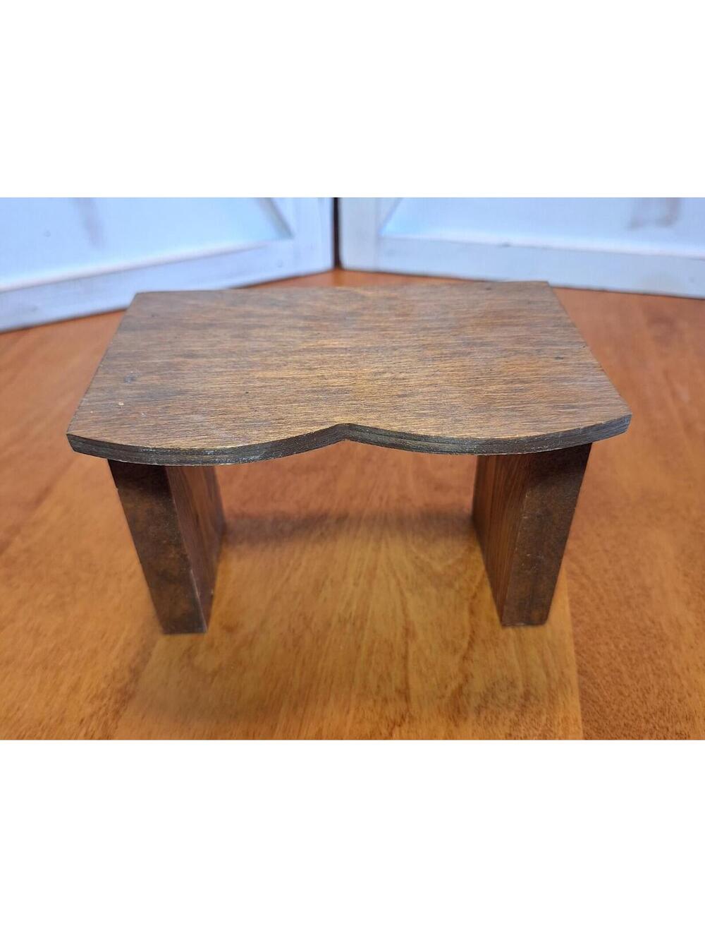 Dollhouse Wood Vintage Handmade Table w/a Scalloped Edge 4.25"H X 6"W X 4"D